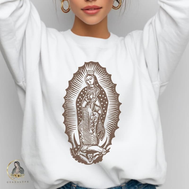 [Cross-border European code] Our Lady of Guadalupe Sweatshirt: Catholic Virgi