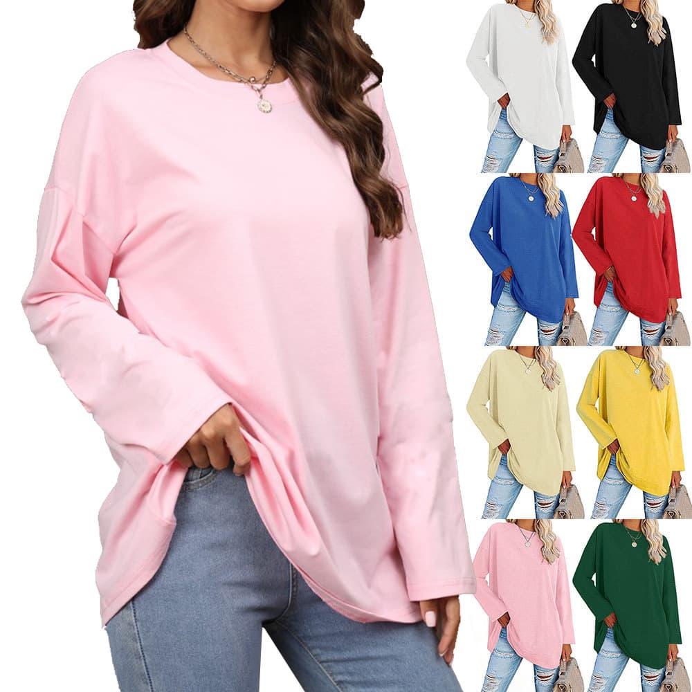 Oversized Women's T-Shirt 2022 Amazon New Style Loose Drop Shoulder Round Neck Top for EU/US Cross-Border Trade