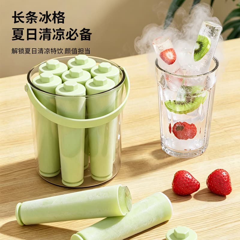 Yushi In Stock Long Ice Tray New Household Kitchen Refrigerator Homemade Ice Cube Mold Thickened Silicone Ice Tray Custom