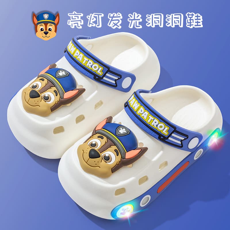 Glowing Children's Slippers Baby Hole Shoes Summer Unisex Toddler Bright Light Covered Head Cool Sandals Cartoon Paw Patrol