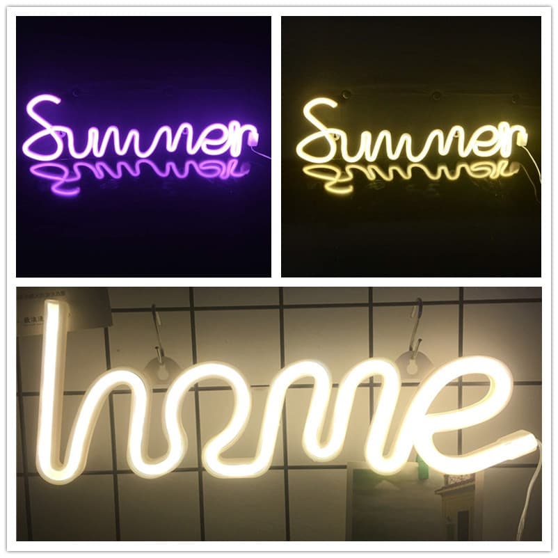 LED Neon Sign Hello Shape Light Room Night Light Decorative Light USB English Light
