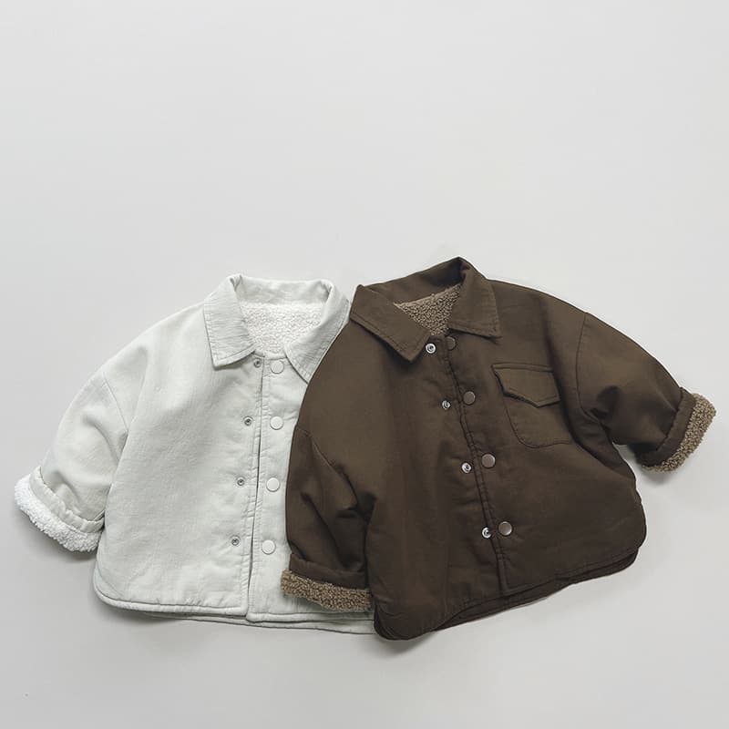 Children's Double-Sided Fleece-Lined Shirt, Winter New Men's and Women's Baby Korean Style Mori Retro Jacket, Warm Top Fashionable