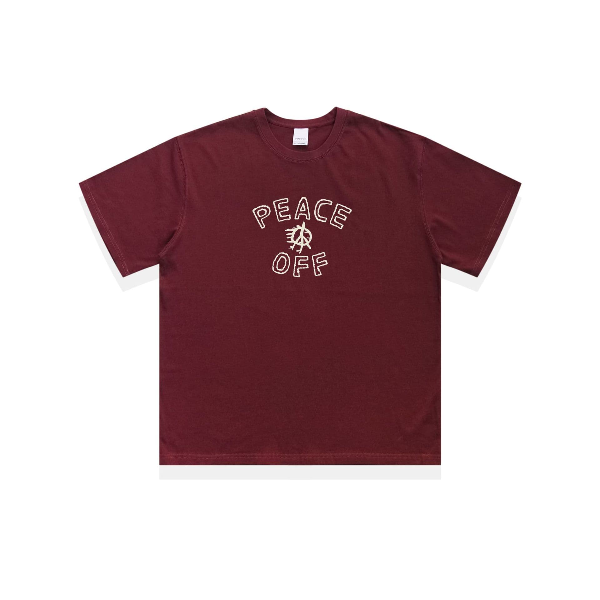 MAMINQIN Japanese Vintage Peace Off Wine Red Short Sleeve T-Shirt Unisex Loose Distressed Top