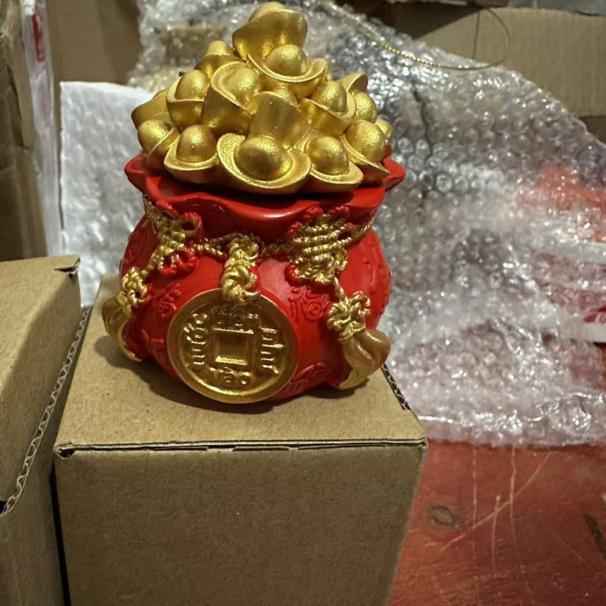 New Year Fortune Resin Craft Money Bag Decorative Ornament Mini Wealth Flowing Desktop Decoration Wholesale
