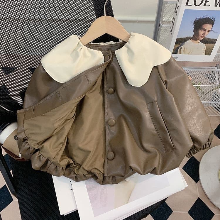 Girls leather jacket autumn 2026 new fashionable children's fashionable baby autumn jacket children's tops spring and autumn