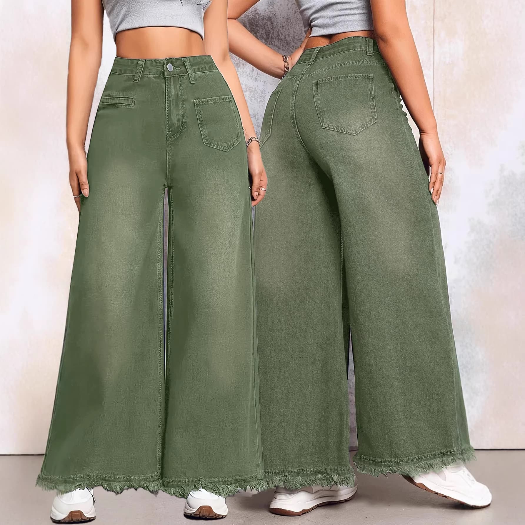New Cross-Border Trade Amazon Independent Site Loose Fitting Slimming Women's Wide-Leg Straight Jeans Ankle-Length Pants