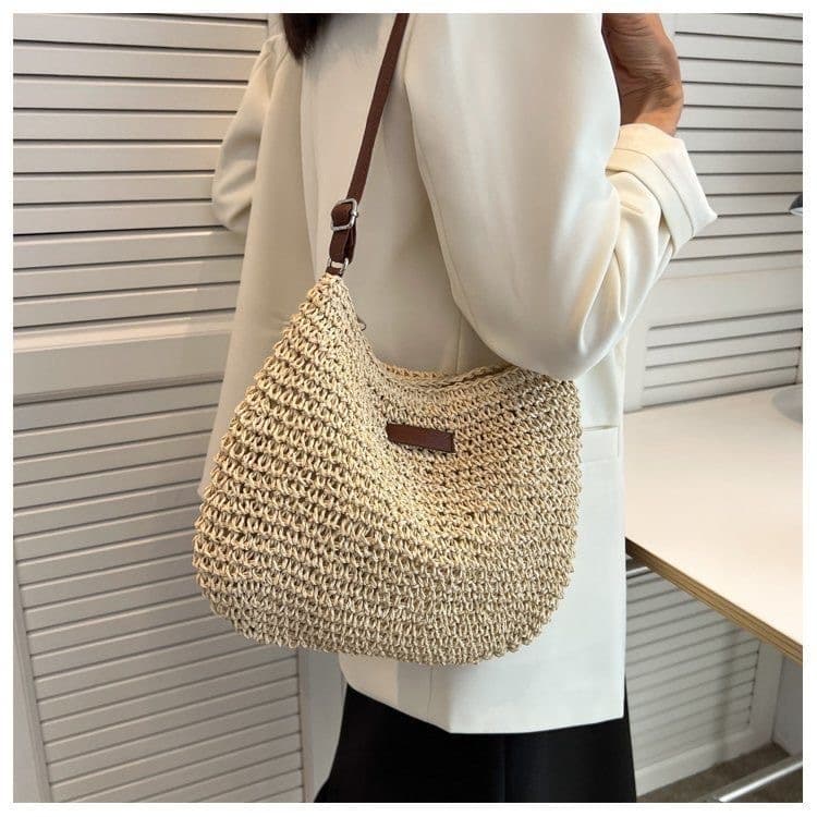 Niche Handheld Crossbody Straw Woven Bag Korean Style 2026 New Vacation Beach Versatile Photo Prop Women's Bag