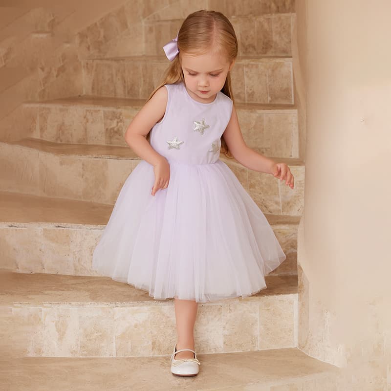 Girls' Dress 2026 Spring New Arrival Star Print Princess Dress for Baby Girls Flower Girl Gown