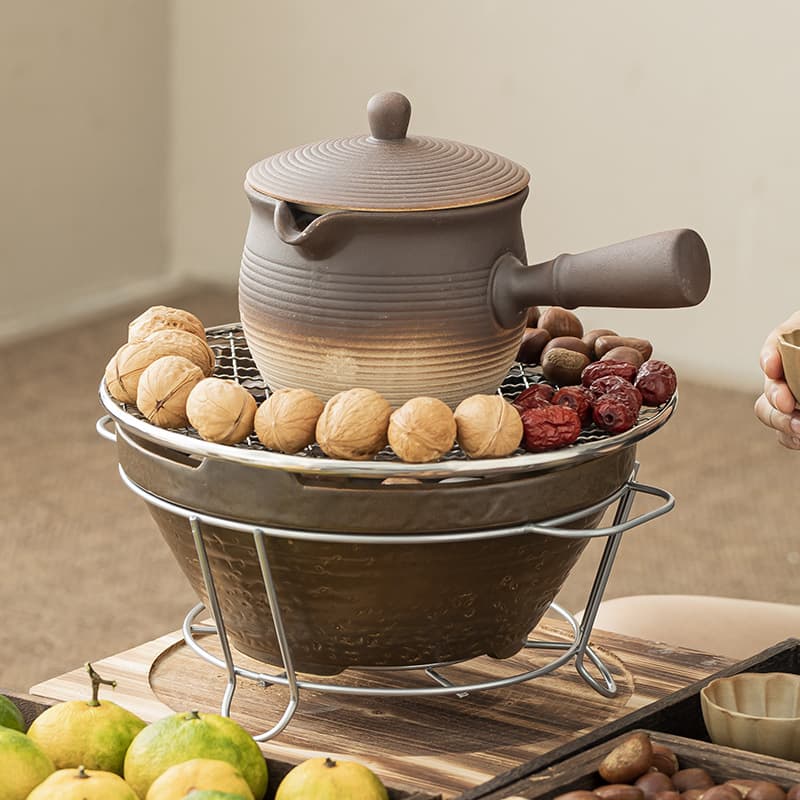 Stove-cooking tea cans and side-handled milk tea kettles with lids, outdoor charcoal stoves, household roasting stoves and tea sets