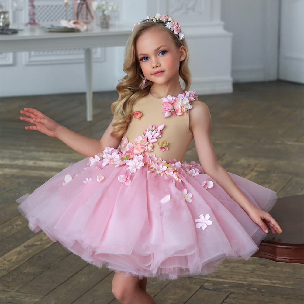 Children's Princess Dress Flower Fairy Model Performance Tutu Dress Baby Girl Piano Recital Performance Gown