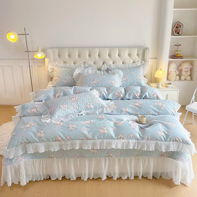Class A New Quilted Bed Cover 4-Piece Set, 100% Cotton Bed Sheet, Duvet Cover, High-End Home Bedding 4-Piece Set