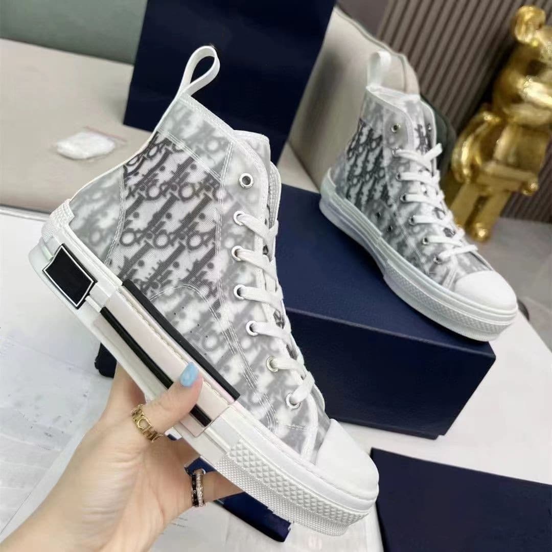 New D-House Mid-top Film Canvas Shoes 2025 Fashion Letter Breathable Mesh Flat Shoes Couple Sneakers