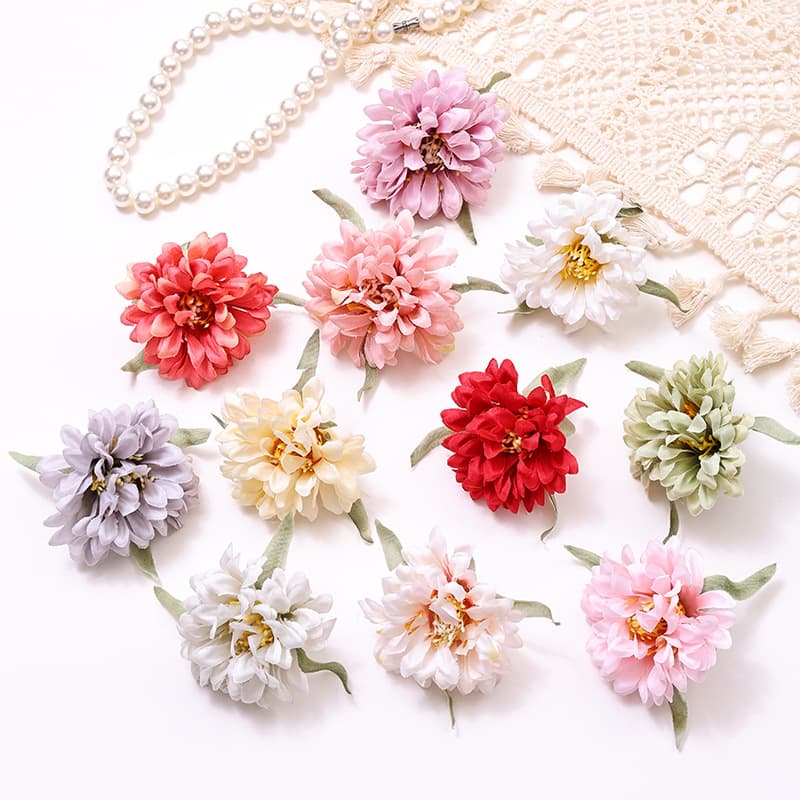 6cm Thousand Layer Chrysanthemum DIY Hair Accessories Fake Flower Decorative Flower Head Photography Props Factory Direct Sales Ancient Style Photography Props