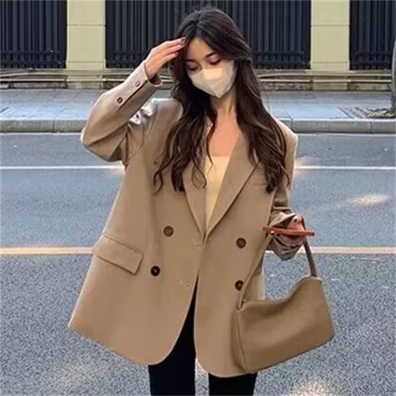 Khaki Women's Blazer 2024 Spring/Autumn New Casual Elegant Spring/Autumn Streetwear Petite Suit Top