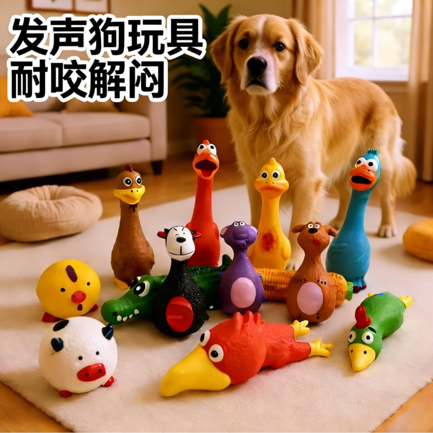 Pet Toys, Latex Squeaky Dog Toys, Long-Eared Duck Toy, Boredom Relief, Chew-Resistant, Stress Relief Training, Anti-Boredom