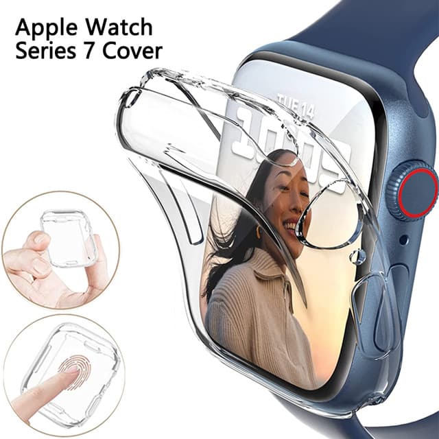 Compatible with Apple Watch iWatch Series 7 Full Coverage Electroplated TPU Case Film Integrated Protective Cover Ultra-Thin