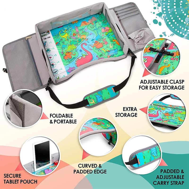 Cross-border Best-selling Kids Car Seat Organizer Tray, Front Seat Back Hanging Drawing Board Bag with Painting Board