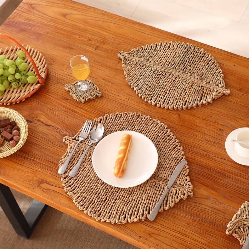 Straw Woven Heat Insulation Pad Placemat Pot Holder Hotel Western Restaurant Cafe Anti-Scald Mat High Temperature Resistant Eco-Friendly Placemat Customizable
