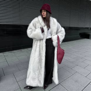 European and American Cross-Border New Women's Eco-Fur Coat Long Style Faux Fox Fur Thick Jacket
