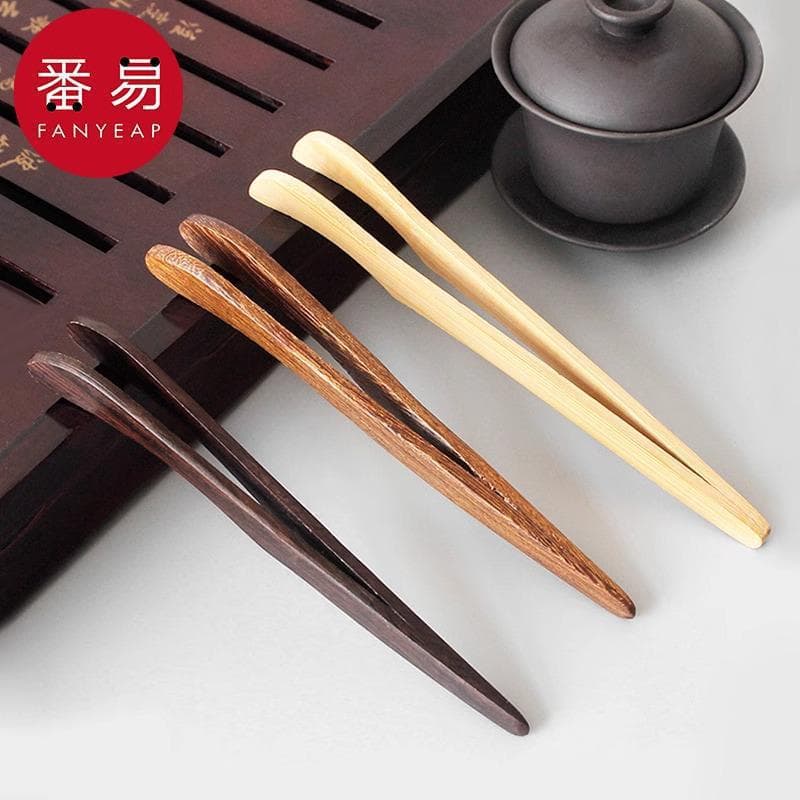 Free Shipping/Tea Tongs B1v-Bamboo Tea Leaf Tongs Tweezer Single Ebony Solid Wood Tea Cup Brewing