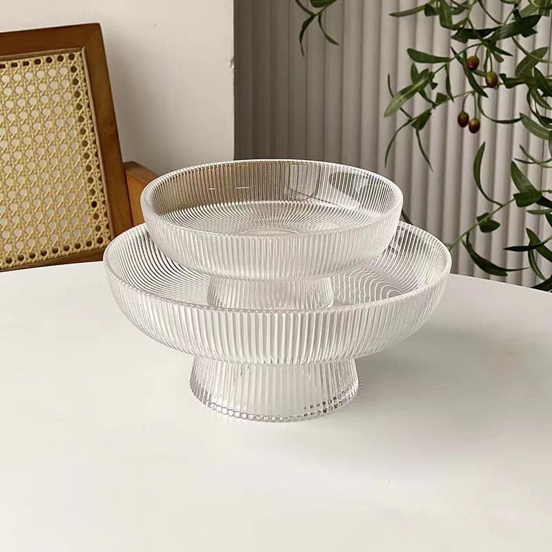 Japanese Hammered Glass Fruit Bowl for Home Living Room Snack Candy Dish Creative Large Serving Plate Fruit Basket