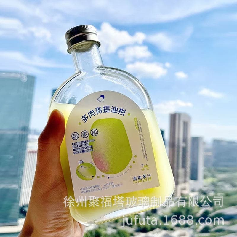 High-looking juice bottle, cold extraction bottle with lid, orange juice drink, Internet celebrity cold drink glass bottle, sealed fruit wine bottle in stock