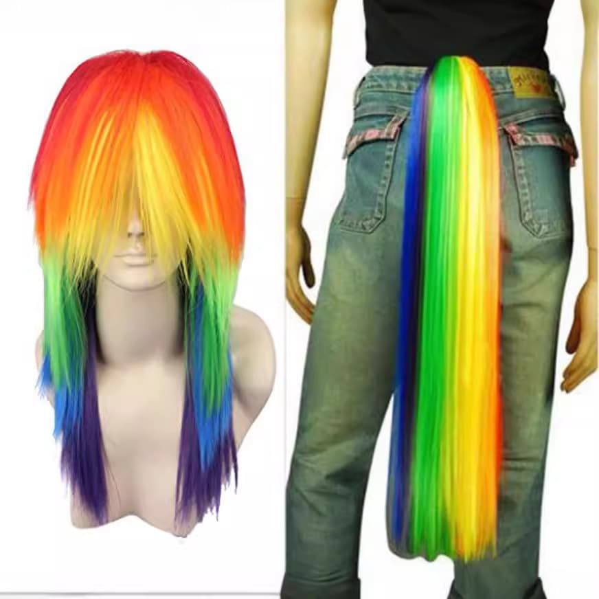 Little Pony @ Rainbow Dash Rainbow Wig Colorful Cosplay Wig My Little Pony Rainbow Dash Wig