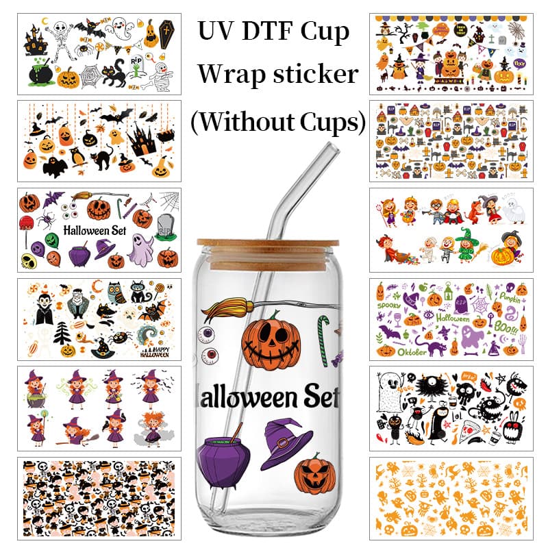 Crystal label UV transfer sticker 16oz DTF cup sticker peel off film and leave word logo Christmas glass cup sticker pen sticker customization