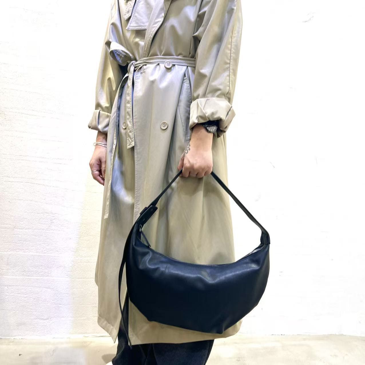 Genuine Leather Women's Top Layer Cowhide Croissant Bag Crescent Moon Bag Shoulder Bag Casual