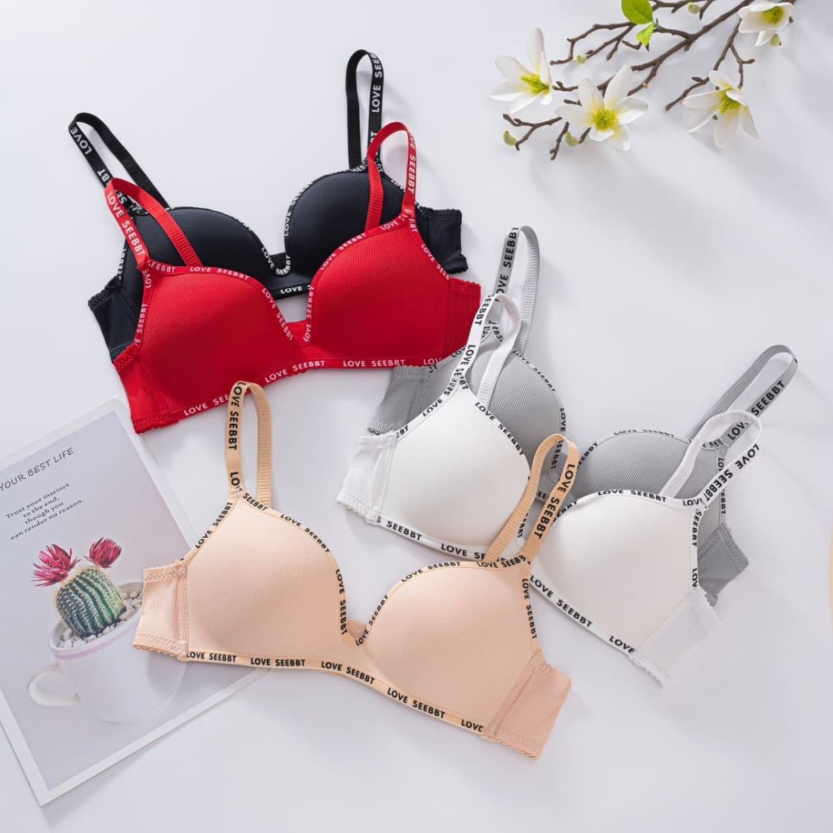 Peach Cup Japanese-style Girl Bra Push-up for Small Bust Deep V Seamless Wire-free Anti-sagging Side Boob Coverage Bra