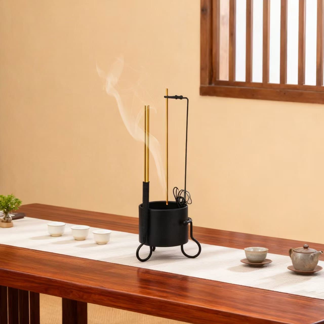 Creative Round-Bottomed Three-Legged Incense Holder, Hanging Metal Mosquito-Repellent Incense Holder, Standing Zen-Style Incense Tray