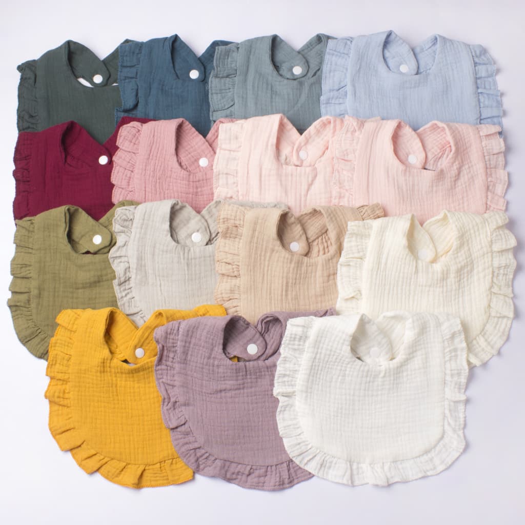 Adorable Baby Bibs European And American Style Absorbent Cotton Gauze with Lace Edges Unisex Infant Saliva Towels for Newborns