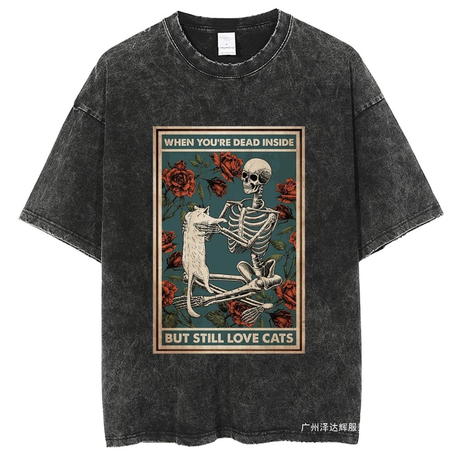 Y2K Anime Washed T-Shirts for Men Short T-Shirts for Adults