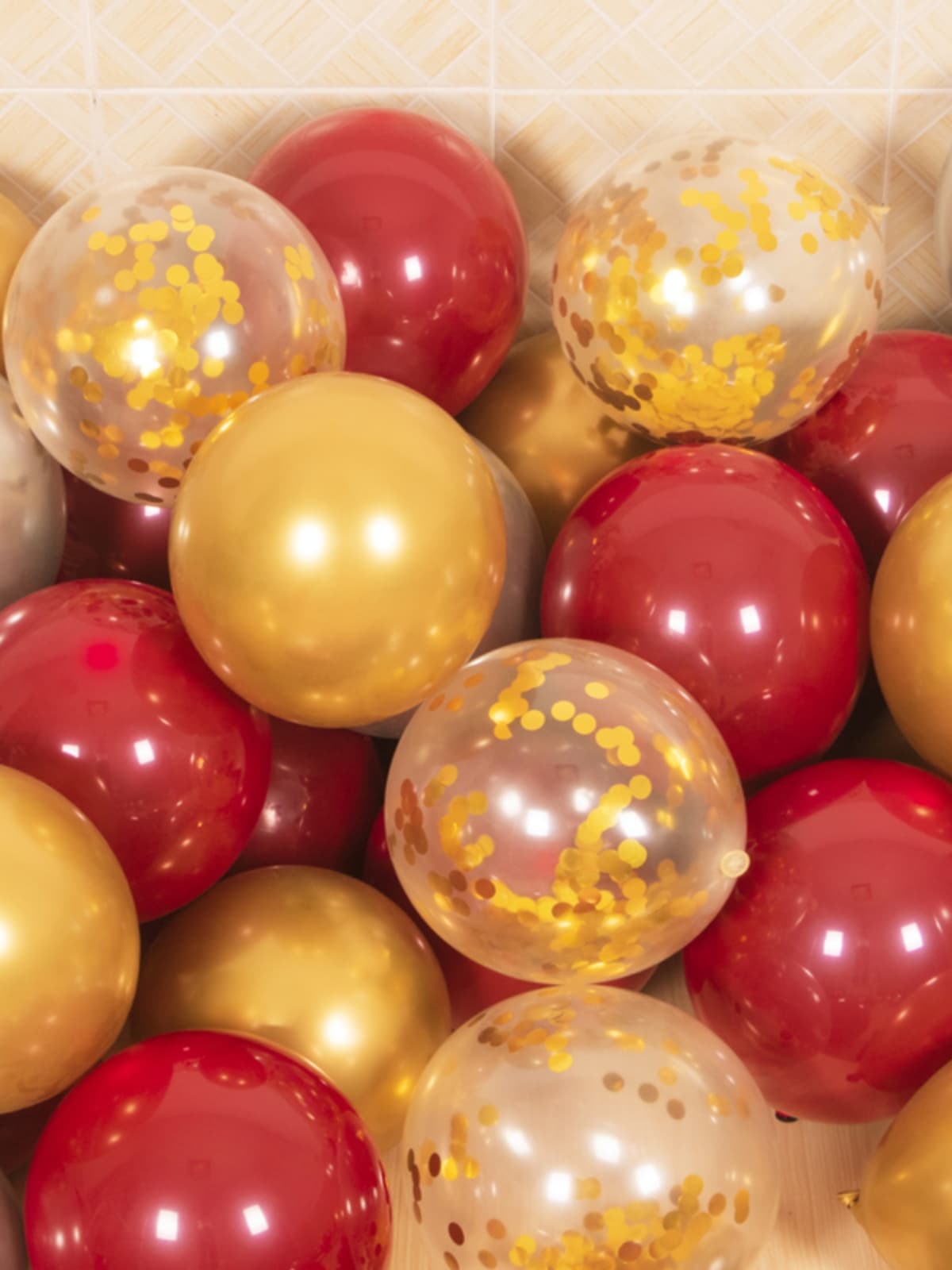 Double-layered balloon metallic color balloon pomegranate red balloon with happy words birthday and annual party decoration kindergarten opening decoration