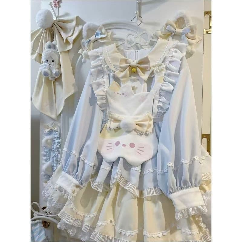 Sweet Tea Girl Lolita Sweet Tea Cat Kawaii Cat Lolita OP Sweet Fresh Princess Dress