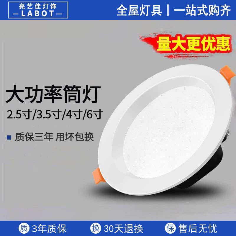 Downlight LED Ceiling Spotlight for Home Living Room, Hallway, Recessed Hole Lamp, Fully Aluminum