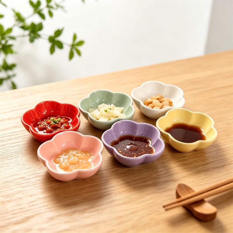 Home Ins-Style Colorful Hot Pot Dipping Sauce Dish Dopamine Creative Small Plate for Appetizers and Pickles, Ceramic Condiment Dish