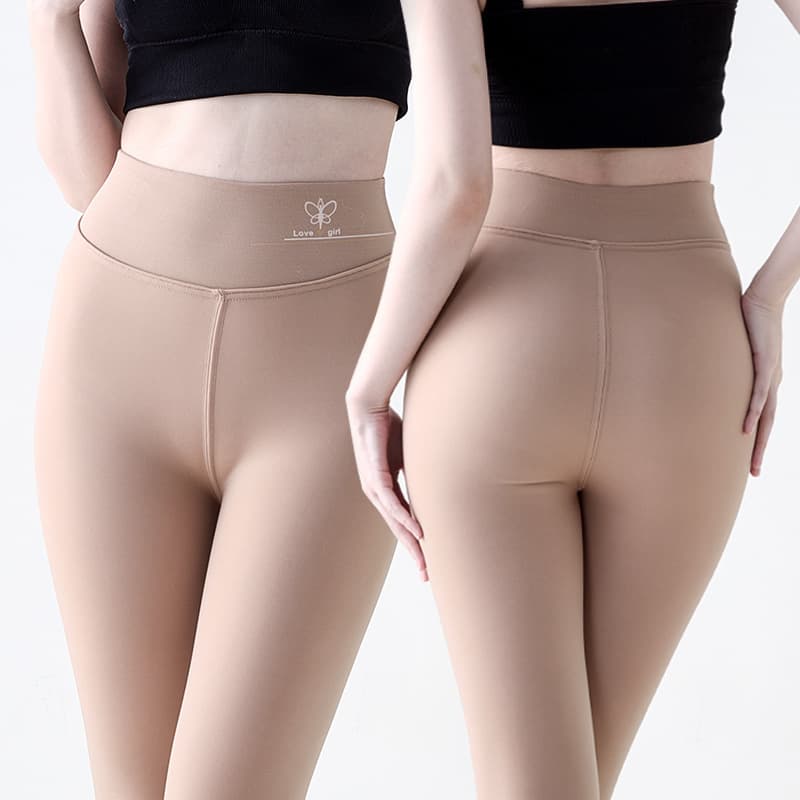 One-Line Gusset Ankle-Length Base Pants Fleece-Lined Autumn/Winter High-Waist Butt Lift Tummy Control Base Pants Outerwear Waterlight Socks Leg Magic