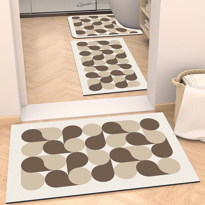 Bathroom soft diatom mud absorbent floor mat bathroom non-slip foot mat toilet three-piece set home washbasin carpet