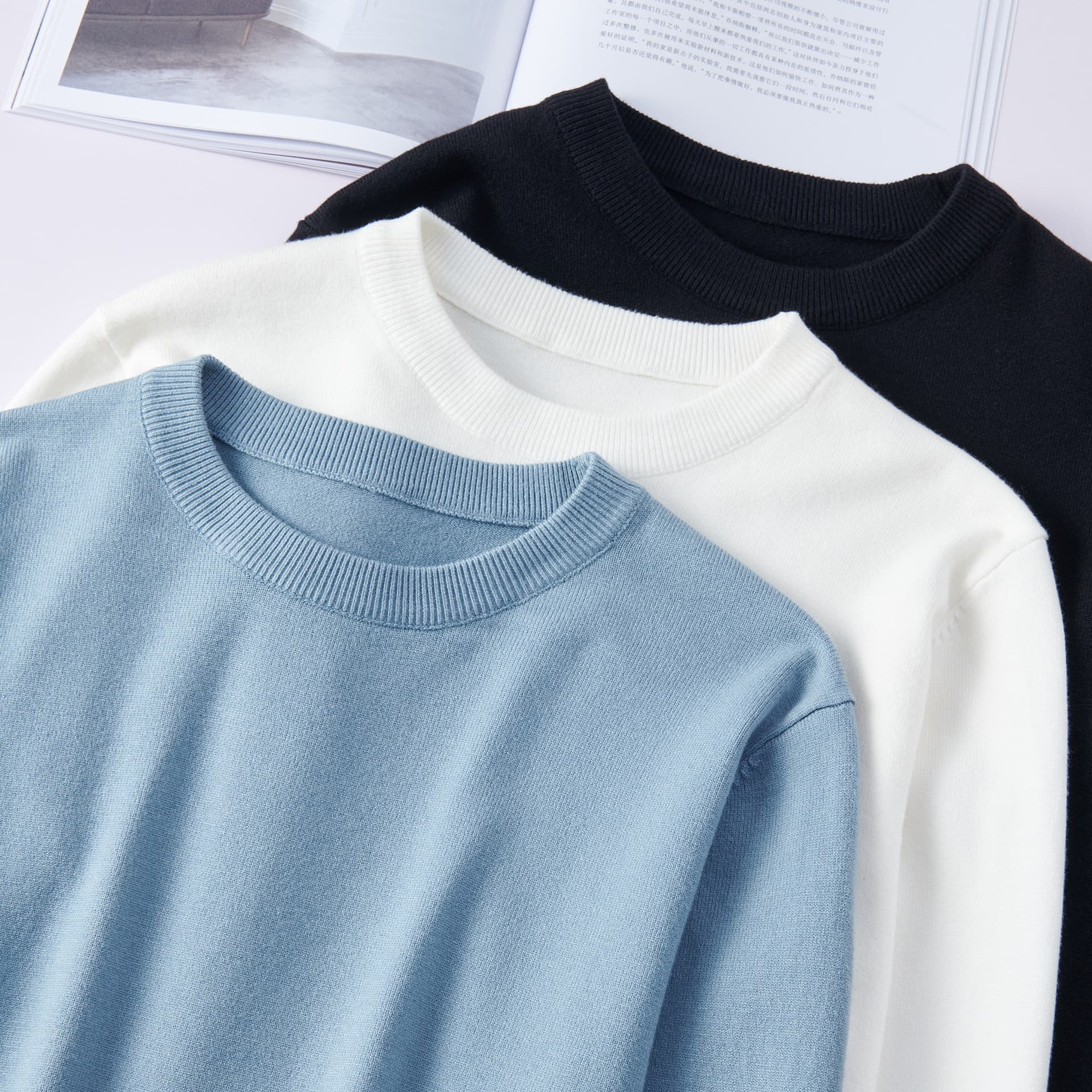 Men's Round Neck Knitwear Wool Blend Long Sleeve Casual Top Spring Autumn Winter Seasonal Wear Comfortable Fit Knitted Sweater