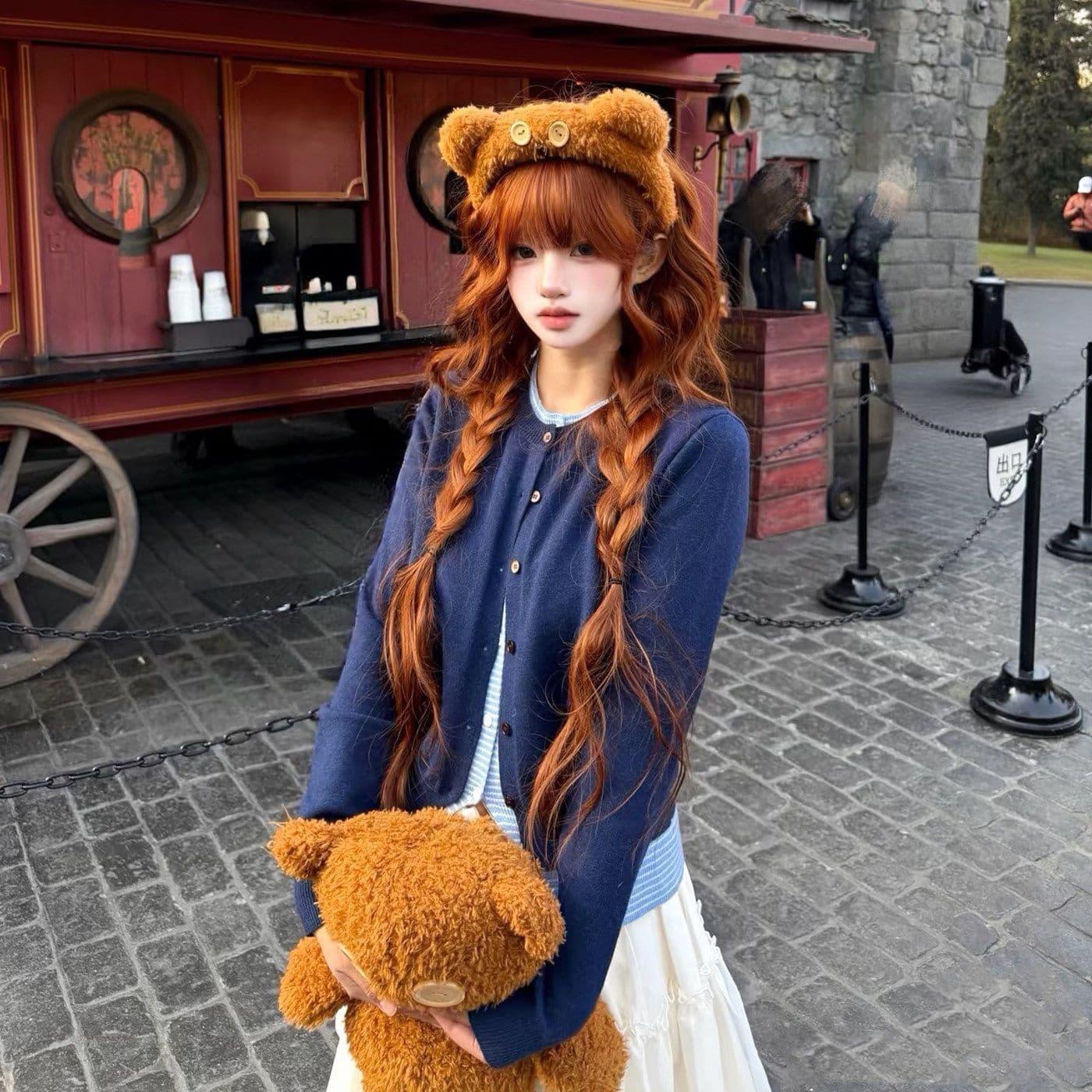 Zelan Wig Bounty Hunter Wig Women's Natural Orange-Brown Egg Long Curly Hair Full Wig Pre-Styled