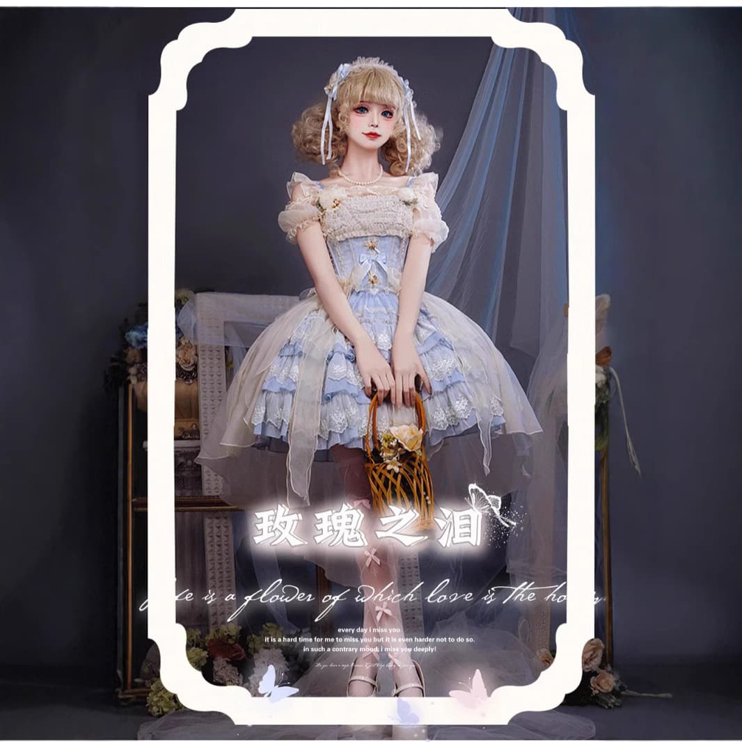 【Tears of Roses】Original Lolita Dress by Zhijinyuan - Short Ballet Style (JSK)