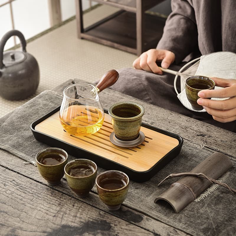 Japanese rough pottery Kung Fu tea set small simple creative home complete set retro ceramic tea cup gift box