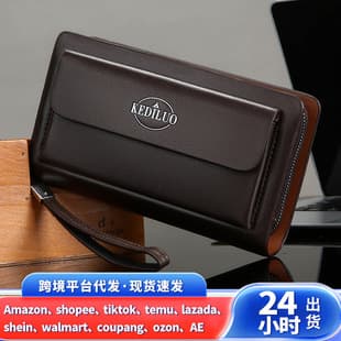 Men's Handbag Business Clutch Bag Double Zipper Large Capacity Phone Bag Men's Clutch Cross-Border Foreign Trade Wholesale