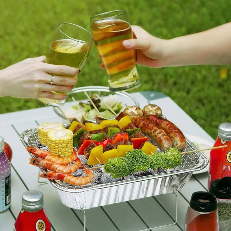 Large Disposable BBQ Grill for Skewers and Fish, Convenient Home Use Outdoor Charcoal Oven Carbon Roaster