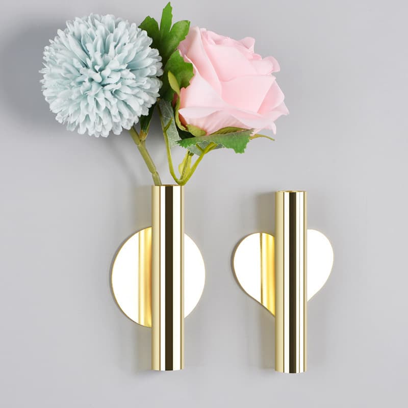 No-drill Wall Flower Vase Wall Decor Nordic Style Hanging Metal Creative Flower Arranger Indoor Wall Ornament