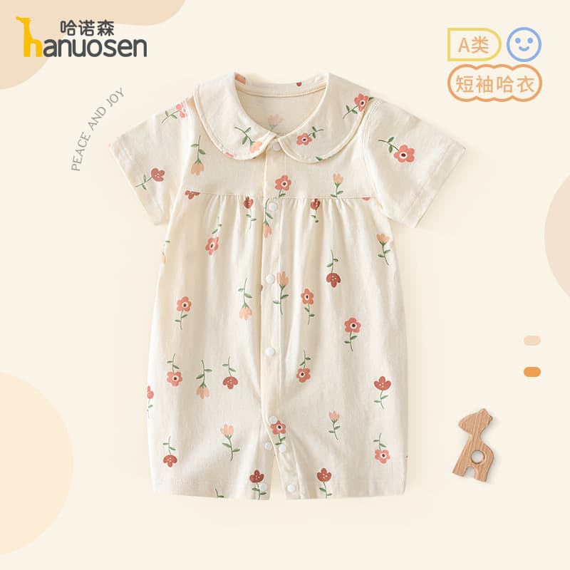 Baby Summer Cotton Bodysuit Short Sleeve Girls Baby Romper Thin Princess Sweet Cute Summer Clothing