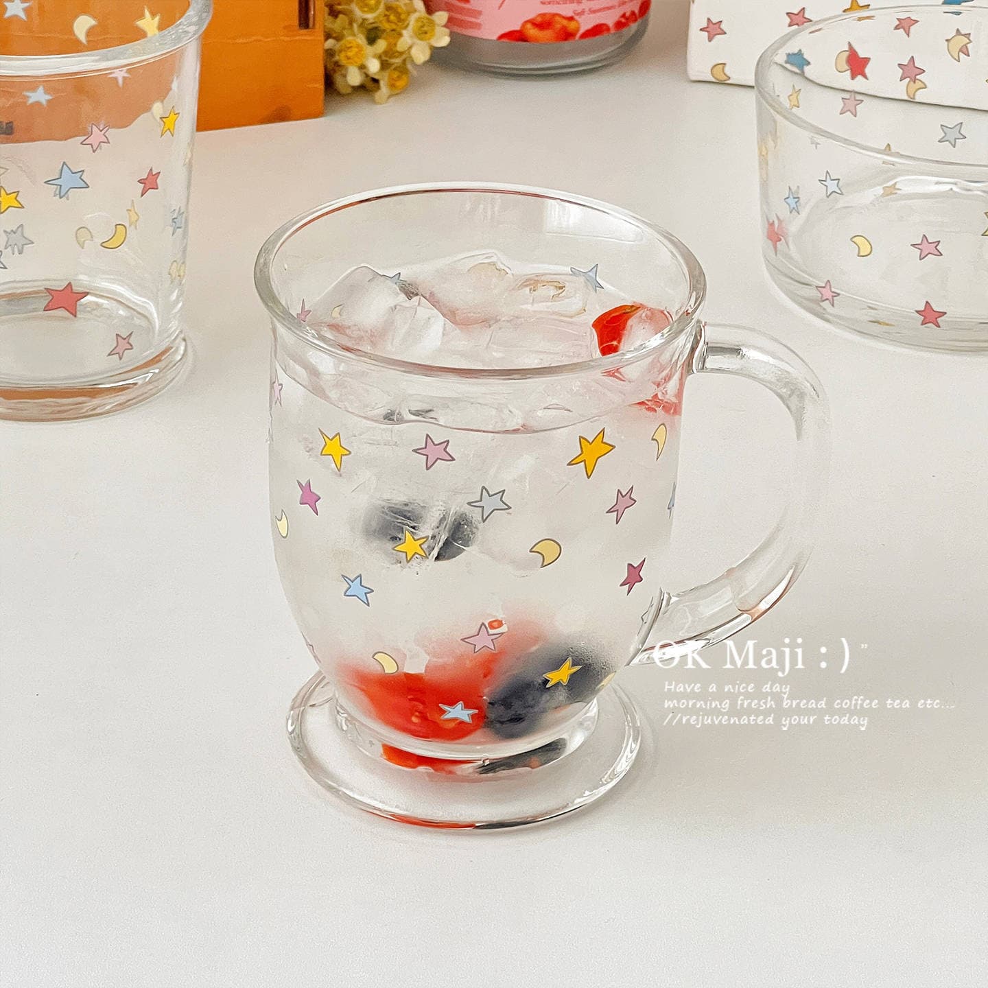 Star cup, beautiful drinking cup, particularly beautiful glass cup, ins style gift box, gift milk coffee cup for best friend