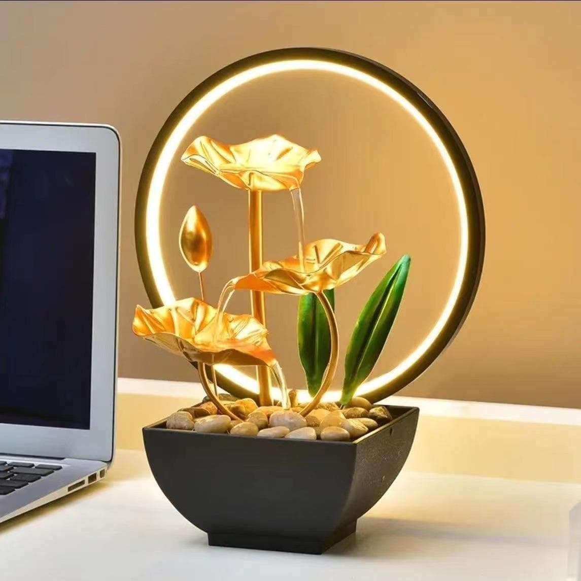 Water Flow Decorative Lamp with Circulating Water, Living Room Home Decor, Store Opening Gift, Fortune TV Cabinet Night Light