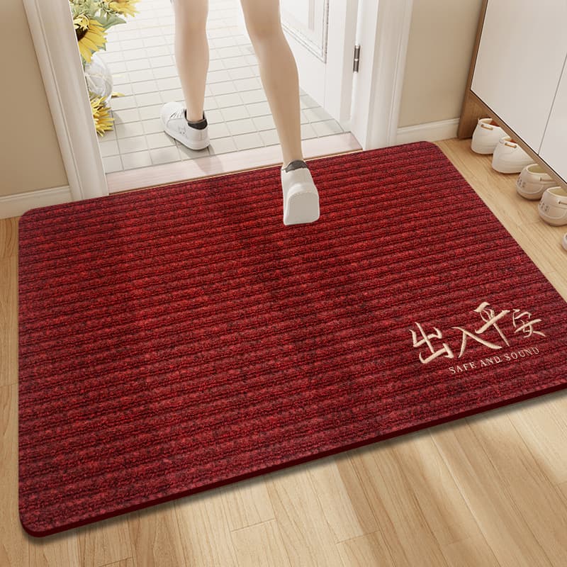 Entrance Door Mat Large Door Entrance Dirt Resistant Red Carpet Modern Simple Style Polyester Fiber Rectangle Pattern Customizable